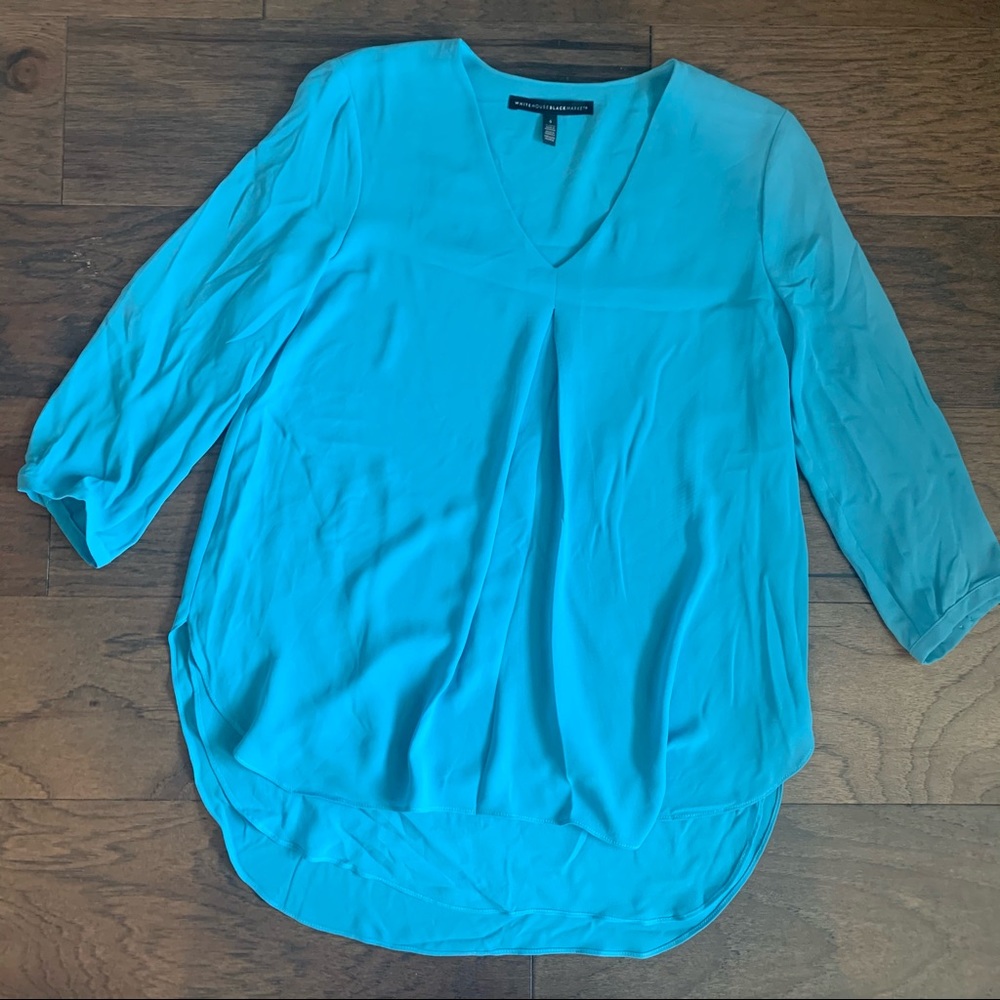 White House Black Market Aqua Blue Blouse Top WHBM